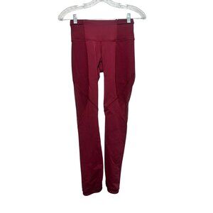 Lululemon Run With Te Sun Tight Leggings Womens 4 XS Red Mesh Pilates Activewear